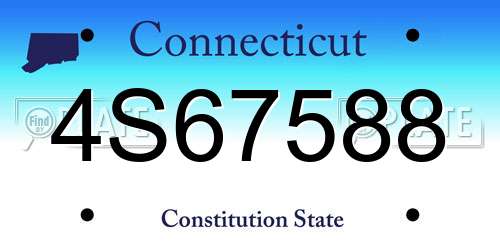 4S67588 Connecticut License Plate