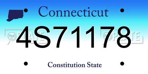 4S71178 Connecticut License Plate