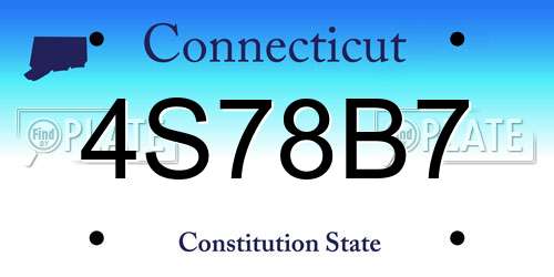 4S78B7 Connecticut License Plate