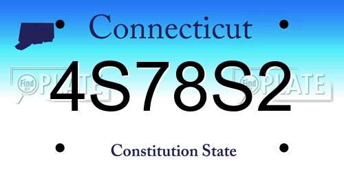 4S78S2 Connecticut License Plate