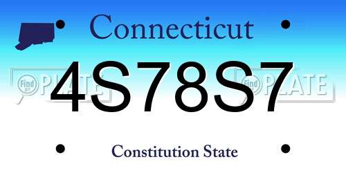 4S78S7 Connecticut License Plate