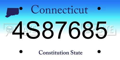 4S87685 Connecticut License Plate