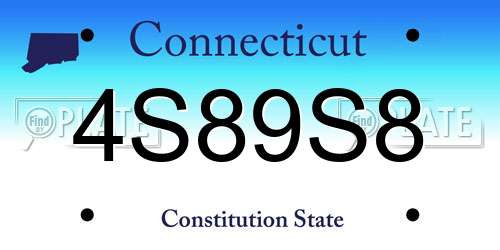 4S89S8 Connecticut License Plate
