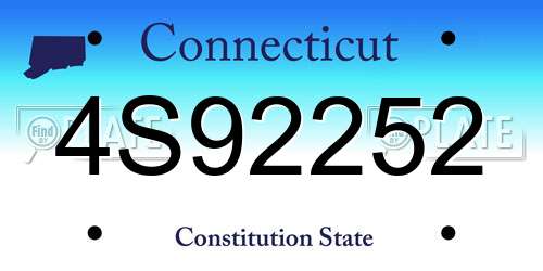 4S92252 Connecticut License Plate