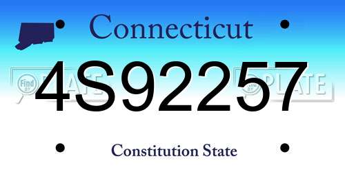 4S92257 Connecticut License Plate