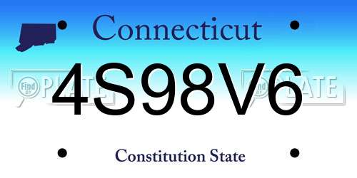 4S98V6 Connecticut License Plate