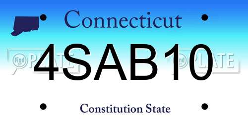 4SAB10 Connecticut License Plate