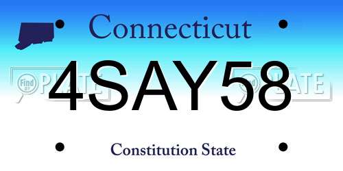 4SAY58 Connecticut License Plate