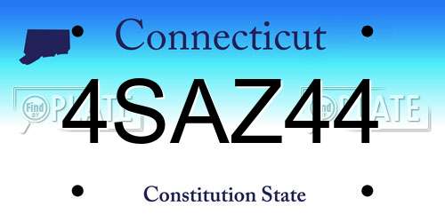 4SAZ44 Connecticut License Plate