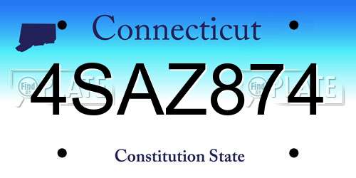 4SAZ874 Connecticut License Plate