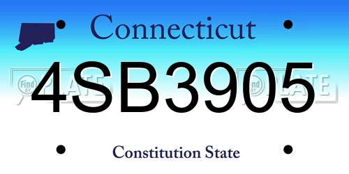 4SB3905 Connecticut License Plate
