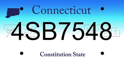 4SB7548 Connecticut License Plate