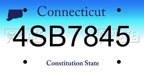 4SB7845 Connecticut License Plate