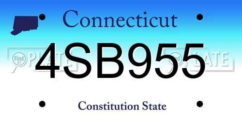 4SB955 Connecticut License Plate
