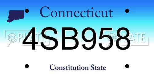 4SB958 Connecticut License Plate