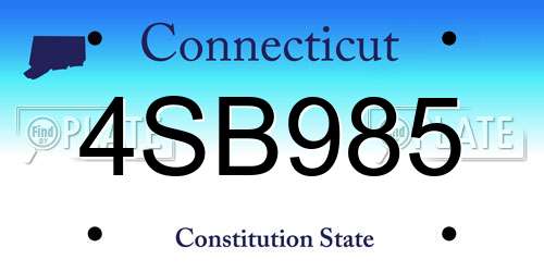 4SB985 Connecticut License Plate