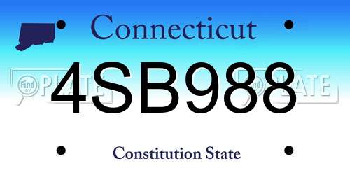 4SB988 Connecticut License Plate