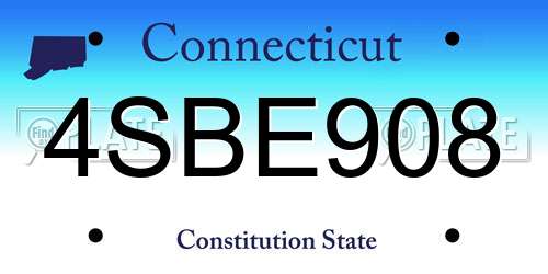 4SBE908 Connecticut License Plate