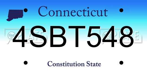 4SBT548 Connecticut License Plate