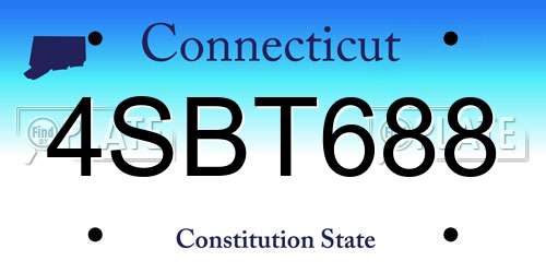 4SBT688 Connecticut License Plate