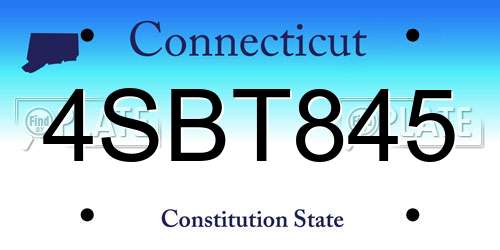 4SBT845 Connecticut License Plate