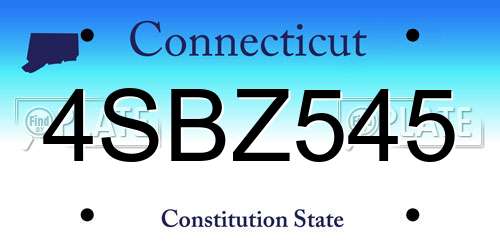 4SBZ545 Connecticut License Plate