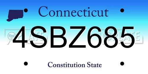 4SBZ685 Connecticut License Plate