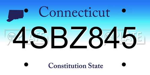 4SBZ845 Connecticut License Plate