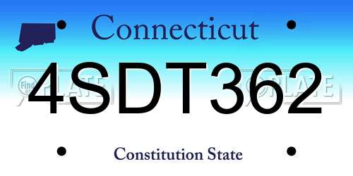 4SDT362 Connecticut License Plate