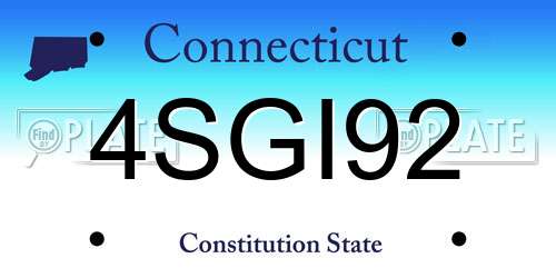 4SGI92 Connecticut License Plate