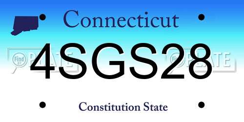 4SGS28 Connecticut License Plate