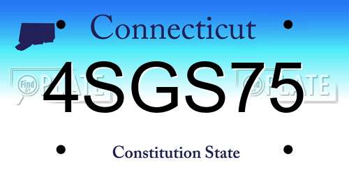4SGS75 Connecticut License Plate