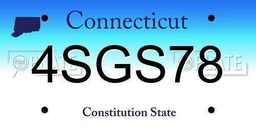 4SGS78 Connecticut License Plate