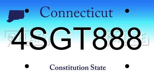 4SGT888 Connecticut License Plate