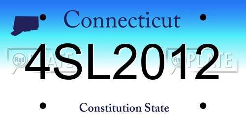 4SL2012 Connecticut License Plate