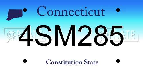 4SM285 Connecticut License Plate