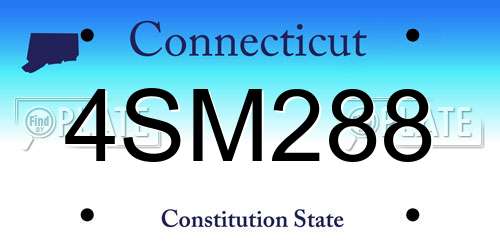 4SM288 Connecticut License Plate