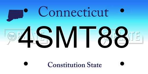 4SMT88 Connecticut License Plate