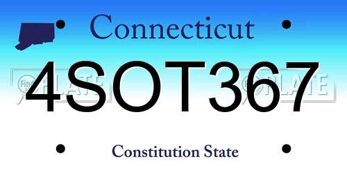 4SOT367 Connecticut License Plate