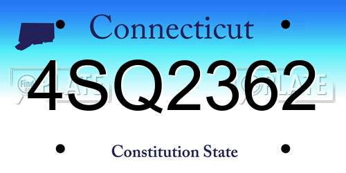 4SQ2362 Connecticut License Plate