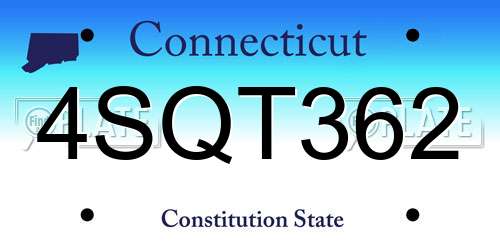 4SQT362 Connecticut License Plate