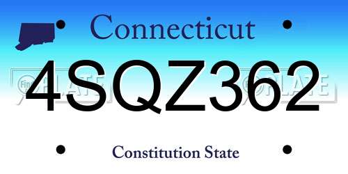 4SQZ362 Connecticut License Plate