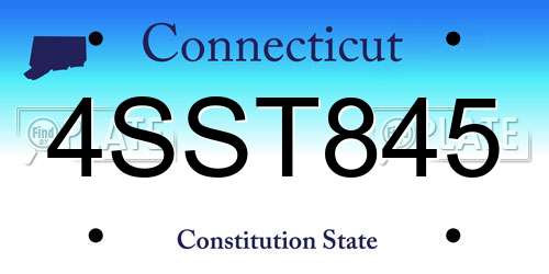 4SST845 Connecticut License Plate
