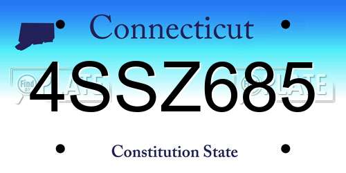 4SSZ685 Connecticut License Plate