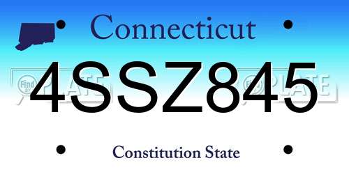 4SSZ845 Connecticut License Plate