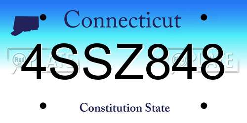 4SSZ848 Connecticut License Plate