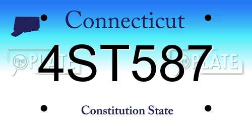 4ST587 Connecticut License Plate