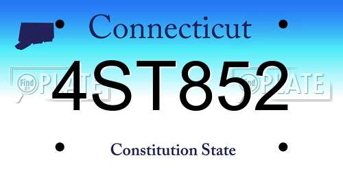 4ST852 Connecticut License Plate