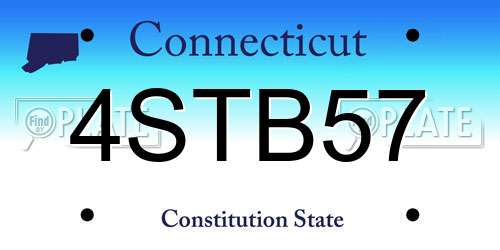 4STB57 Connecticut License Plate