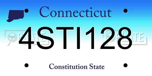 4STI128 Connecticut License Plate